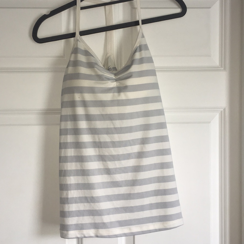 Nike Cream & Grey Stripe DriFit Top